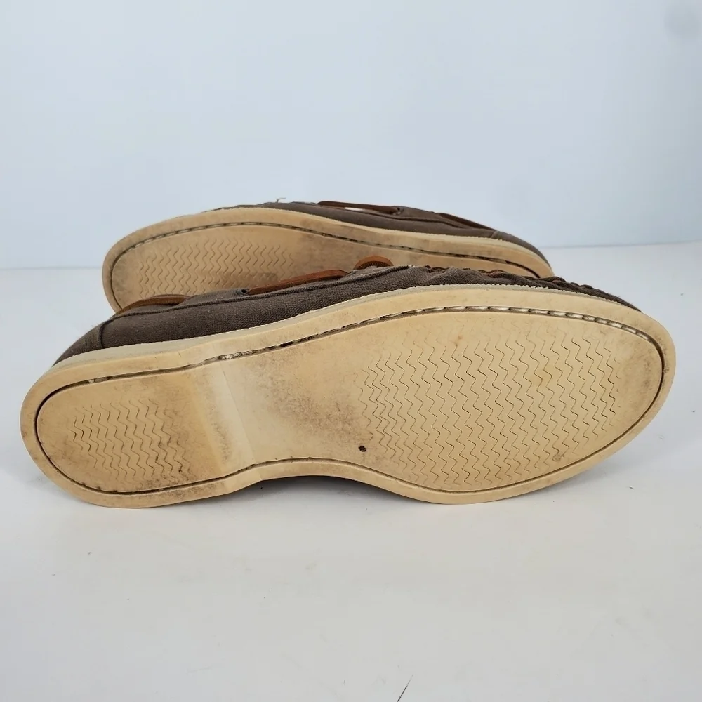 Cole Haan Mens Canvas Slip-on Boat Shoes Size 8.5 M Brown C14475 C15